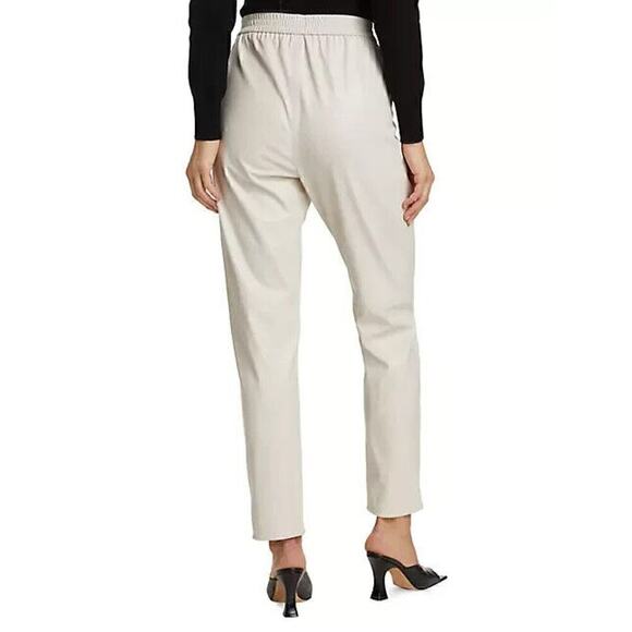 NWT 7 for All Mankind Faux Leather Pull-On Joggers Pants Women's Cream Size L - Picture 2 of 10